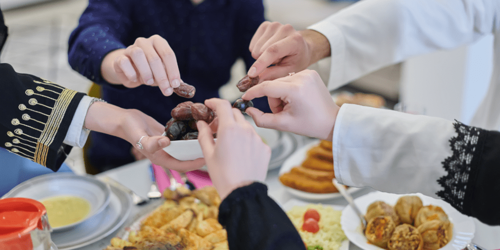 hands sharing dates