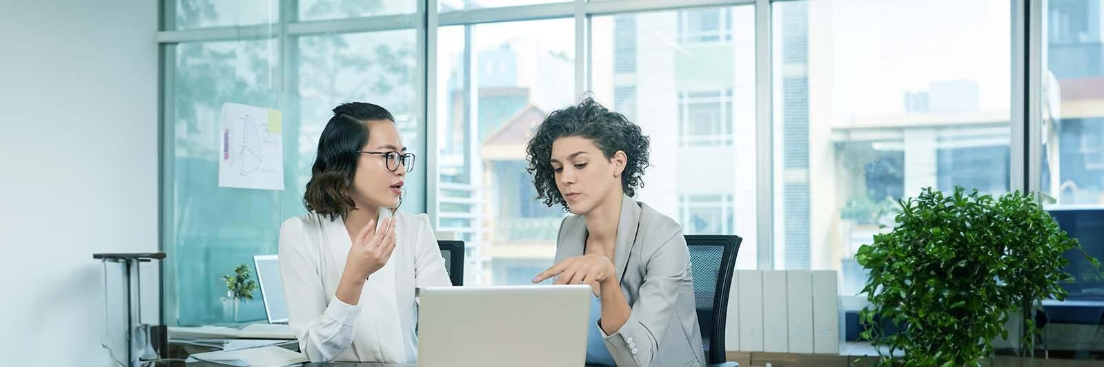 Two business women in a meeting